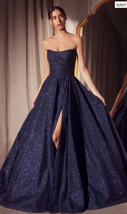 Maturitní šaty Amoris NAVY BLUE třpytivé - S