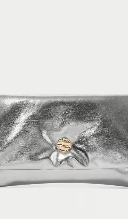 Kabelka do ruky - clutch, stříbrná